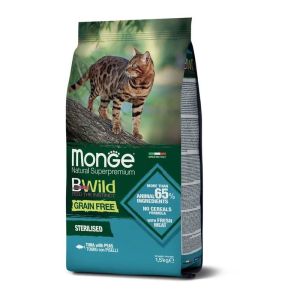 Monge Cat BWild GRAIN FREE беззерновой корм из тунца и гороха для стерилизованных кошек 1,5 кг