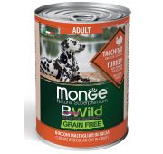Monge Dog BWild GRAIN FREE беззерновые консервы из индейки с тыквой и кабачками для собак 400г