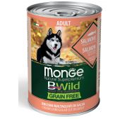 Monge Dog BWild GRAIN FREE беззерновые консервы из лосося с тыквой и кабачками для собак 400г
