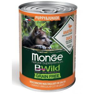 Monge Dog BWild GRAIN FREE Puppy&Junior беззерновые консервы из утки с тыквой и кабачками 400г