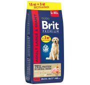 Brit Premium by Nature Adult L+XL д/крупн.собак 15кг+3кг АКЦИЯ