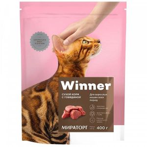 Winner Полнорационный сухой корм для стерилизованных кошек с говядиной 0,4кг