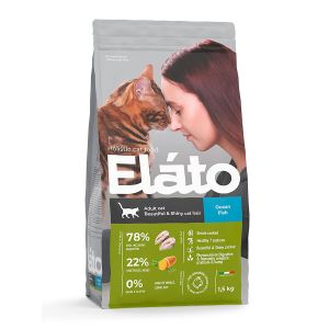 Elato Holistic корм для взрослых кошек с рыбой / для красивой и блестящей шерсти, 1,5кг