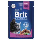 Brit Premium пауч 85гр д/кош Цыпленок/Индейка/Соус (1/14)