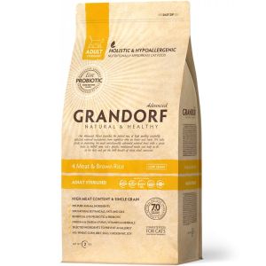Grandorf Probiotic д/кош Sterilized кастр/стерил 4вида мяса/Рис 400гр