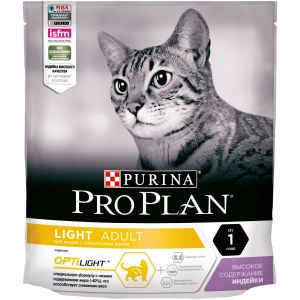 PRO PLAN корм для кошек LIGHT низкокалорийный Индейка 8x400г