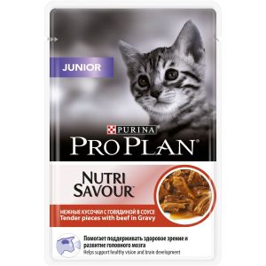 PRO PLAN пауч для котят JUNIOR Говядина в соусе 26x85г