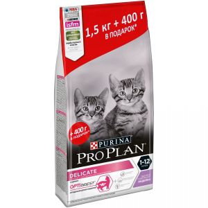 PRO PLAN корм для котят DELICATE чувствительное пищеварение Индейка 6x1.9 (1.5+400) акция