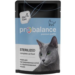 ProBalance Корм консервированный, Sterilized для стерил. кошек и кастр. котов, пауч 85 гр 1/25