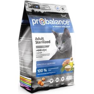 ProBalance 400 гр Sterilized Корм сухой для стерил. кошек/котов (курица-рис) 1/16