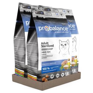 ProBalance Sterilized Корм сухой для стерилизованных кошек и кастрированных котов  (курица-рис), 1,8
