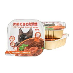 Мясной корм с телятина с печенью для кошек«Мяснофф» 100г