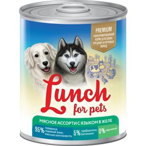 Lucky pets lunch for pet конс 850г д/с мясное ассорти с языком в желе