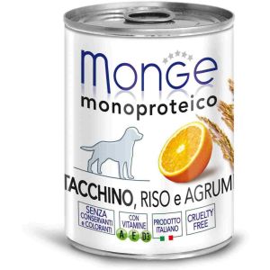 Monge Dog Monoprotein Fruits консервы для собак паштет из индейки с рисом и цитрусовыми 400г