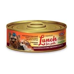 Lucky pets lunch for pet конс 100г д/с Перепёлка в собствен.соку,рубленное мясо*24