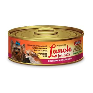 Lucky pets lunch for pet конс 100г д/с Говядина с сердцем, рубленое мясо(1/12)