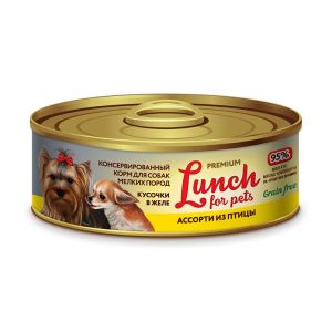 Lucky pets lunch for pet конс 100г д/с кусочки в желе Ассорти из птицы(1/24)