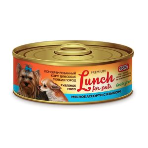 Lucky pets lunch for pet конс 100г д/с Мясное ассорти с языком(1/12)