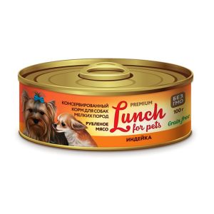 Lucky pets lunch for pet конс 100г д/с Индейка, рубленое мясо(1/12)