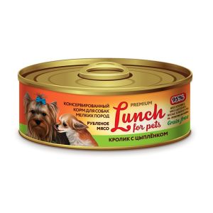 Lucky pets lunch for pet конс 100г д/с Кролик с цыпленком, рубленое мясо(1/12)
