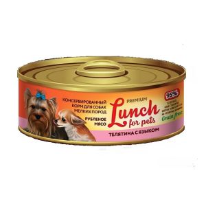 Lucky pets lunch for pet конс 100г д/с Телятина с языком, рубленое мясо(1/12)