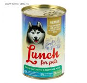 Lucky pets lunch for pet конс 400г д/с кусочки в ЖЕЛЕ Мясное ассорти с Языком