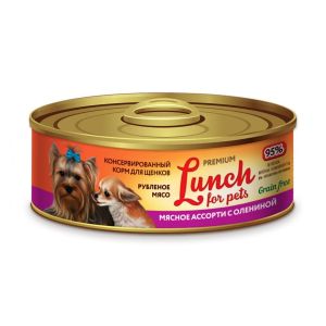 Lucky pets lunch for pet конс 100г д/с Мясное ассорти с олениной(1/12)